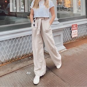 H&M wide leg beige pants